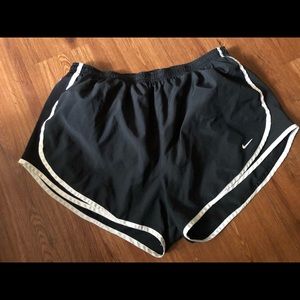 Black and white nike running shorts